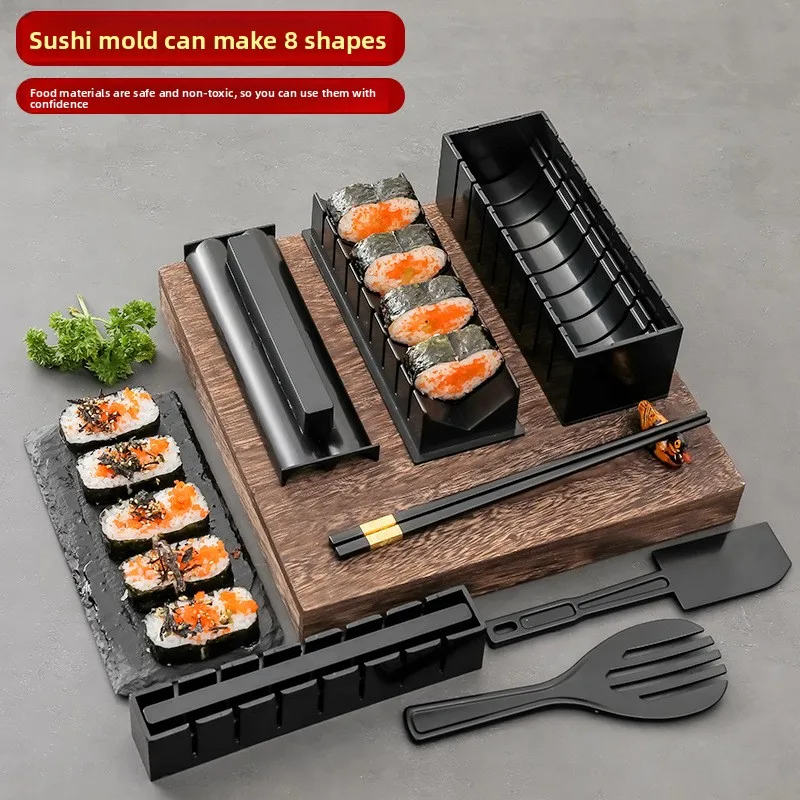 

Популярный набор инструментов для приготовления суши (10 предметов), комбинированный набор для самостоятельного изготовления суши с использованием водорослей, набор форм для ролл-болов.