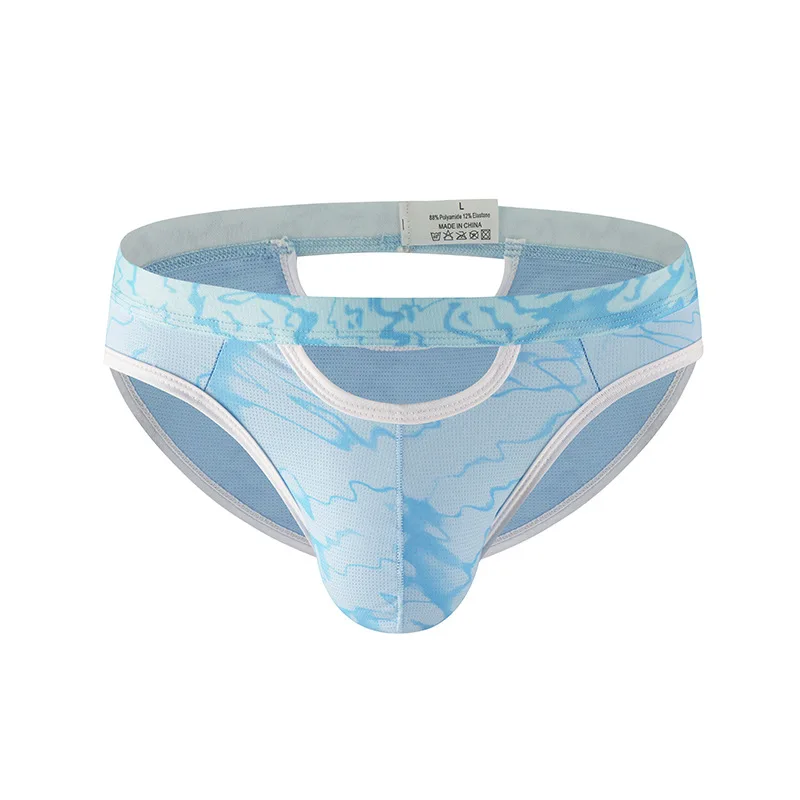 

Men's Ice Silk Mesh Bikini Briefs Summer Breathable Printed Underwear Youth Fashion U Convex Pouch Underpants Ultra-Cool Comfort