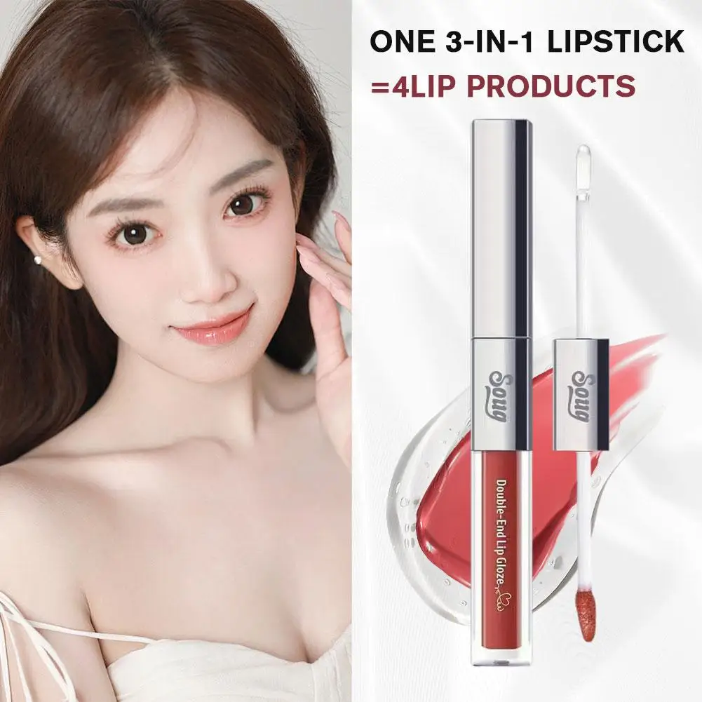 New 3 In 1 Matte Lipglaze Lip Liner Moisturize Clear Lip Oil Set Cosmetics Waterproof Long lasting Plumer Mirror Lips Gloss set