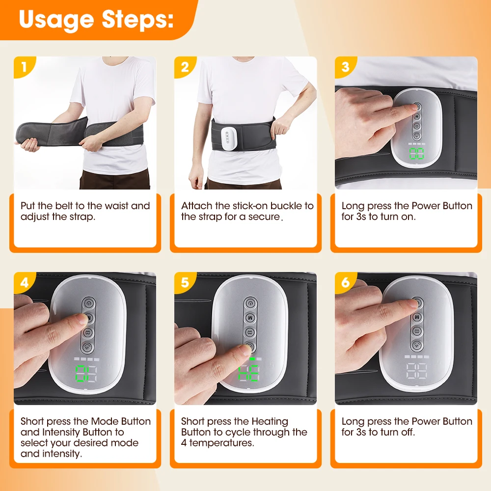 Afbeelding 8: Draadloze luchtdrukmassage-verwarmingsriem, airbag-rugsteun, elektrische vibratie-taillemassager, beste cadeau voor ontspanning van de lumbale spieren.