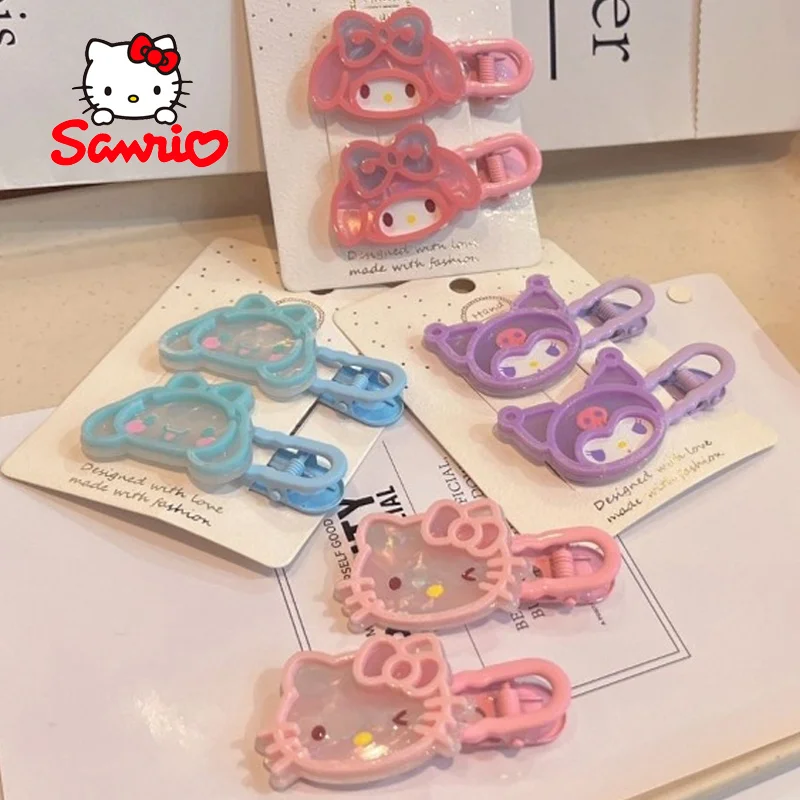 

8 Pcs Sanrio Hello Kitty Kuromi My Melody Rubber Band Cute Cartoon Hair Clip Cute Baby Hairband Girls Headband Accessory Gift