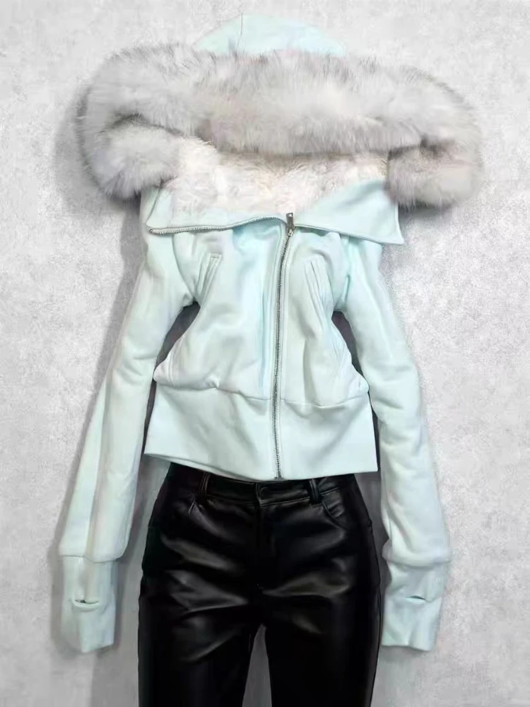 الجمالية خمر معطف مقنع ضئيلة النساء الشتاء Y2k ريترو 2000s سستة الفراء طوق هوديس الكورية الشارع الشهير الملابس 2025 جديد