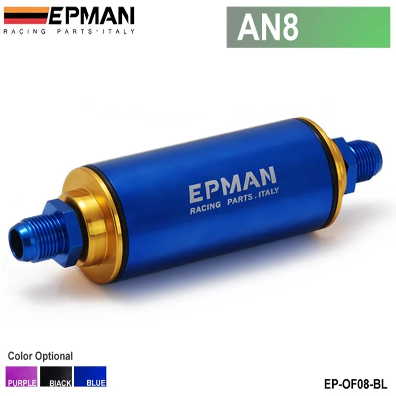 EPMAN Racing Blue AN8 Hi-Flow Motorsport/Rally/Racing Alloy Fuel Filter With Steel filter EP-OF08