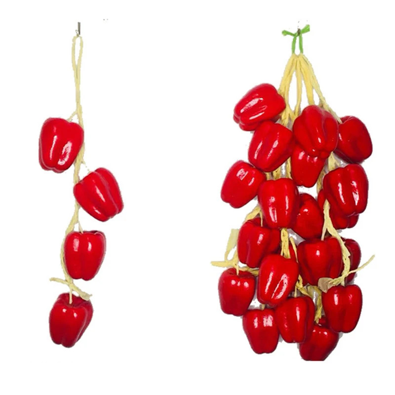 Simulation Foam Food Vegetable Artificial Fishes Hanging String Fake Chili Pepper Photography Props Wall  Home Decor