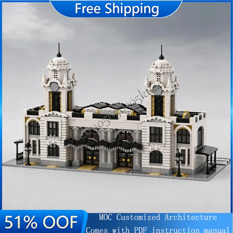 

4895 деталей: Знаменитая конструкторская модель MB14 - Железнодорожная станция Union. Набор для сборки MOC. Креативная развивающая игрушка-головоломка для детей. Подарки.