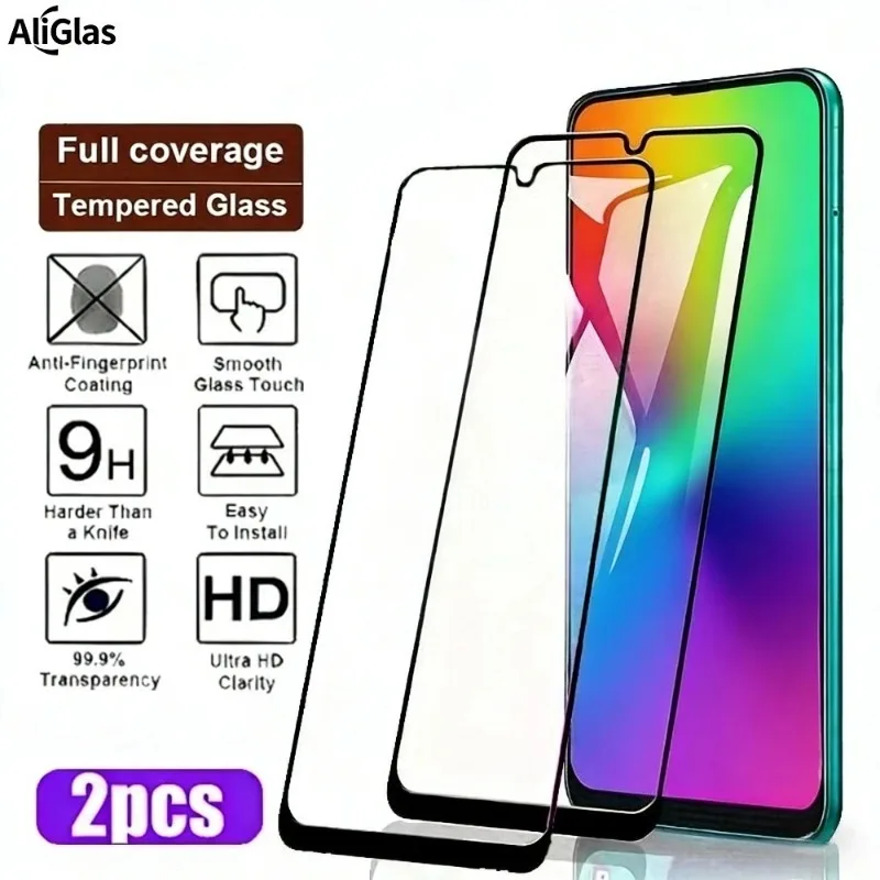 2Pcs Full Cover Tempered Glass for Samsung Galaxy A13 A15 A17 A26 A35 A56 Screen Protector for Samsung A07 A16 A26 A36 A55 A73