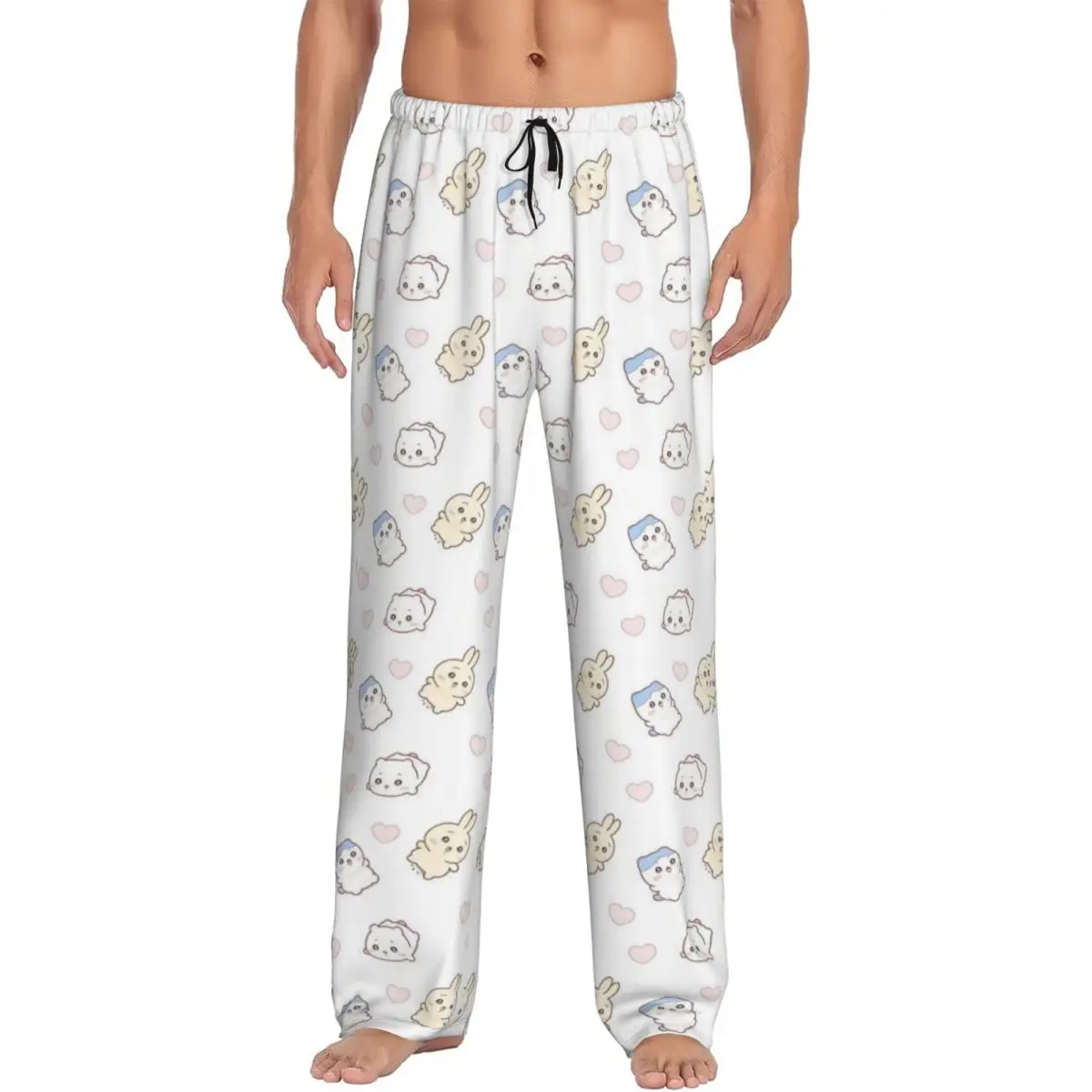 

Custom Chiikawa Pajama Pants Sleepwear Men's Elastic Waistband Cute Animal Sleep Lounge Bottoms with Pockets