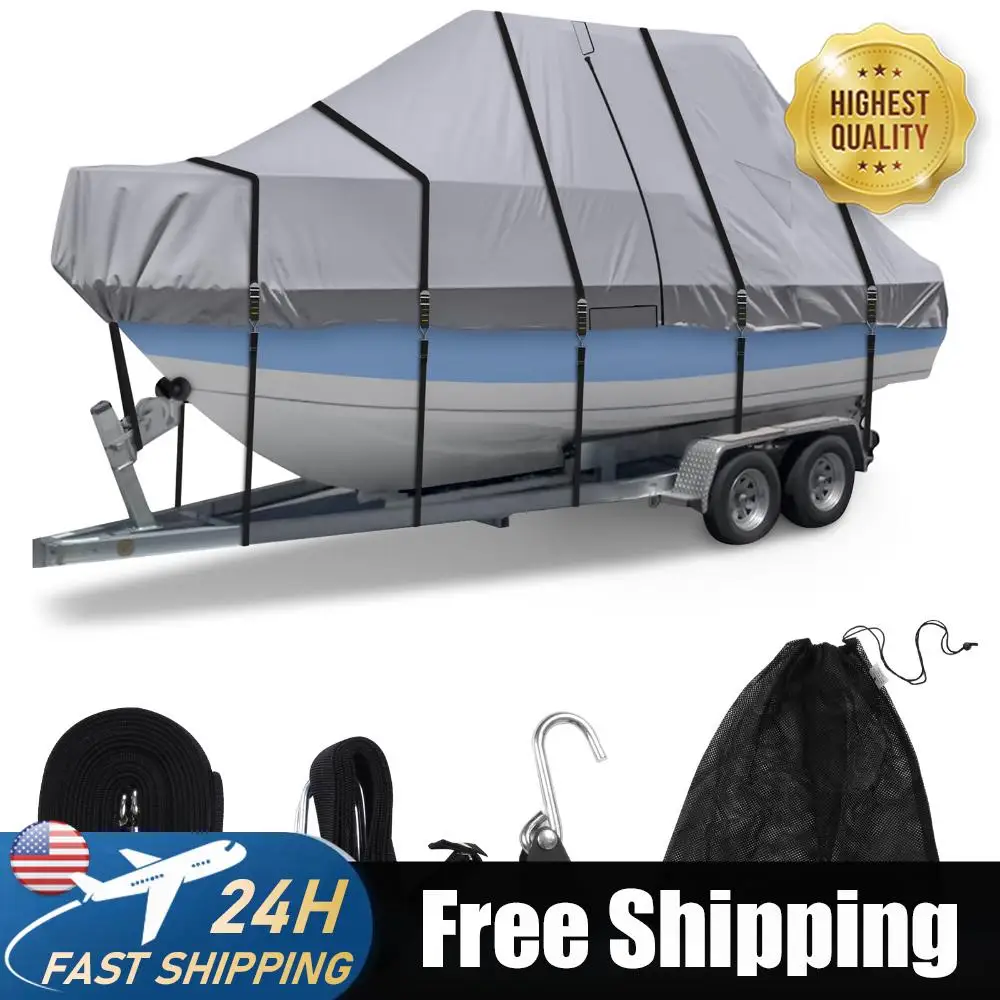 

Защитные чехлы для центральной консоли лодки 1200D с покрытием для двигателя и регулируемой застежкой, 18 ремней для крепления, для защиты крыши