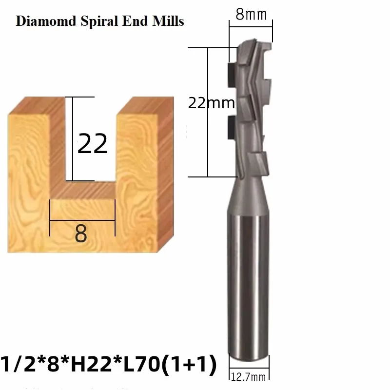 Fraise à bois diamant 8mm 10mm 12mm outil de menuiserie couteau droit allongé proformance routeur bits alésoir
