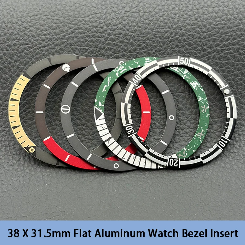 38mm*31.5mm Flat Aluminium Watch Bezel Insert Ring Fits SKX007 SKX011 SKX171 SRPD Seamaster Men Watch Case Replace Parts Custom