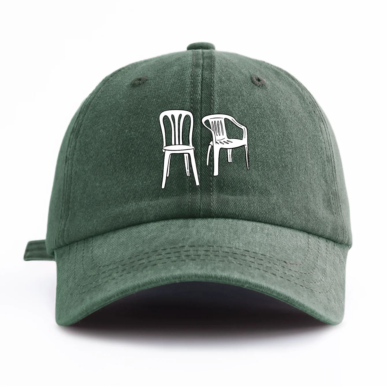 Boné de beisebol lavado com estampa de cadeira, 1 peça para adultos, estilo retrô minimalista, casual, macio, ajustável, chapéu de pai, perfeito como presente