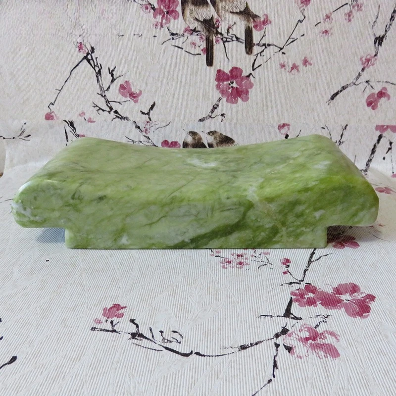 

Genuine One Piece Solid Natural Jade Pillow, Cooling Stone Pillow for Sauna Steam Room, Summer Cool Down Massage Spa Pillow