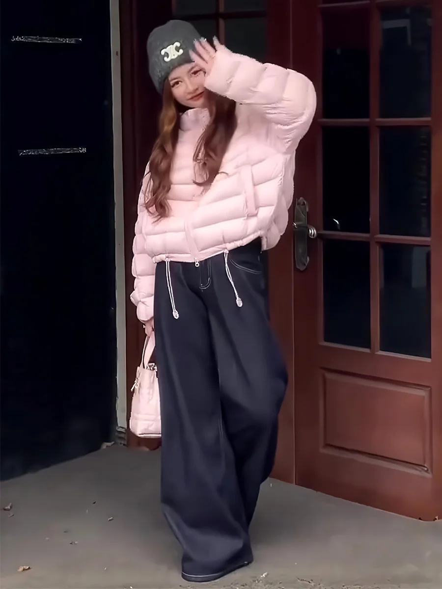 Ligero ort 90 blanco Du down Jaet mujer invierno Rosa cuello alto suelto adelgazante cálido prendas de vestir exteriores coreano Sle