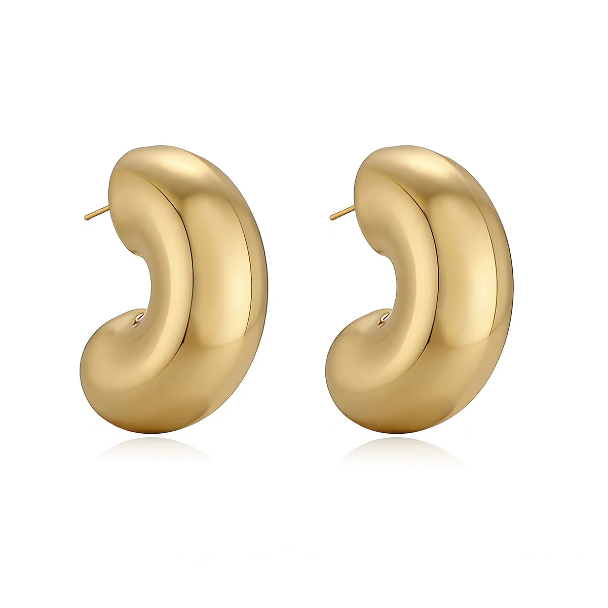 GANPUP Hochwertige, glatte C-förmige Ohrstecker für Damen, modischer neuer Ohrschmuck, Geschenk für Partys, серьги женские – Detail 5
