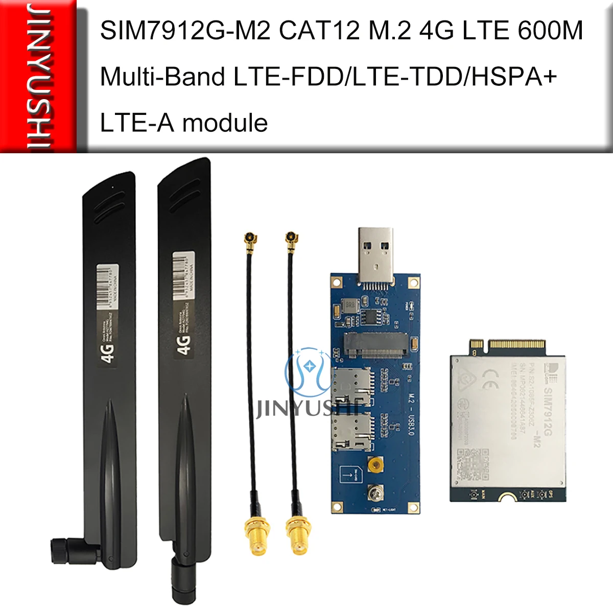 SIMCOM SIM7912G-M2 CAT12 M.2 4G LTE-A 600M Multi-Band LTE-FDD/LTE-TDD/HSPA+ module with USB adapter antenna