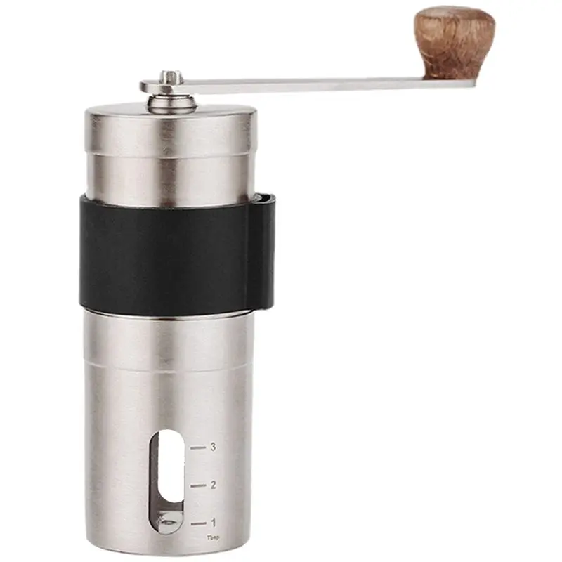【Abrasives】 Portable Manual Coffee Grinder - Higher Hardness Conical Ceramic Burrs Stainless Steel Hand with Fine Powder Adjustm