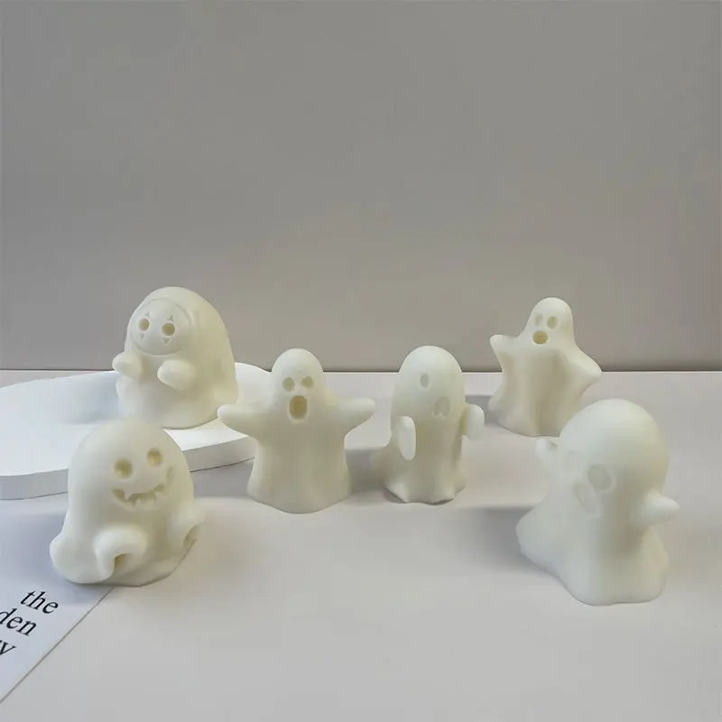 

3D Halloween Cute Ghost Silicone Candle Mold 3D Ghost Aromatherapy Soap Plaster Resin Molds Festival Party Fun Home Decoration