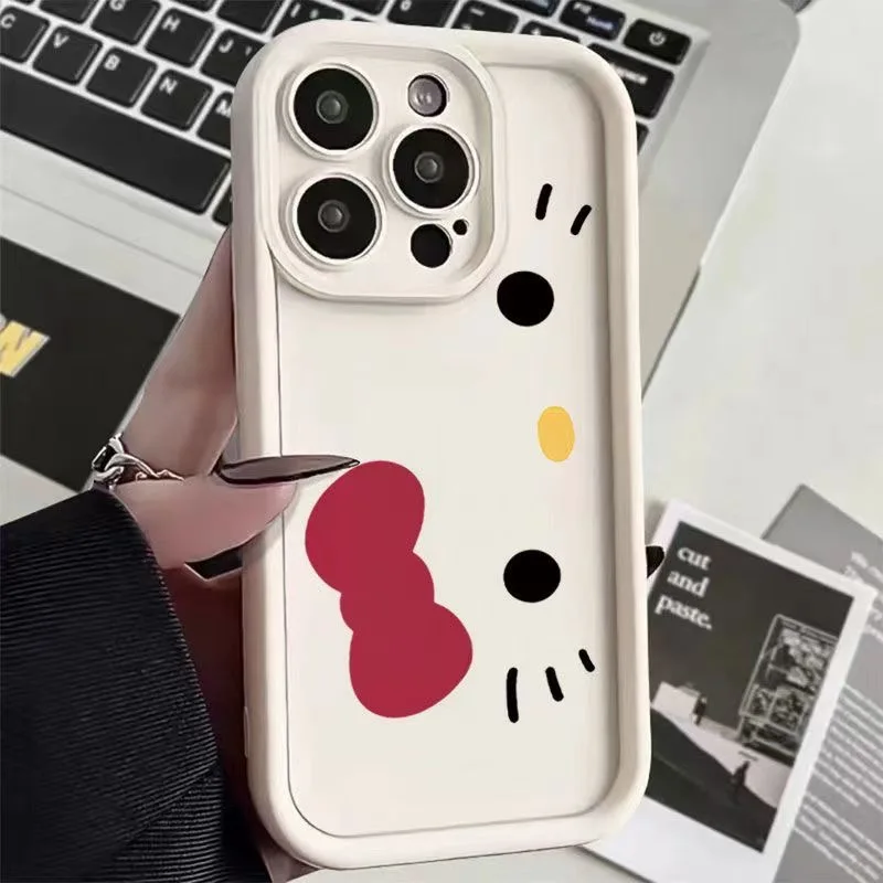 Hello Kitty Face Plain Multistep Soft TPU Phone Case for Motorola Moto E13 E22 G53 G34 G24 Power G14 G04 G54 G9 Play G22 G20 G30