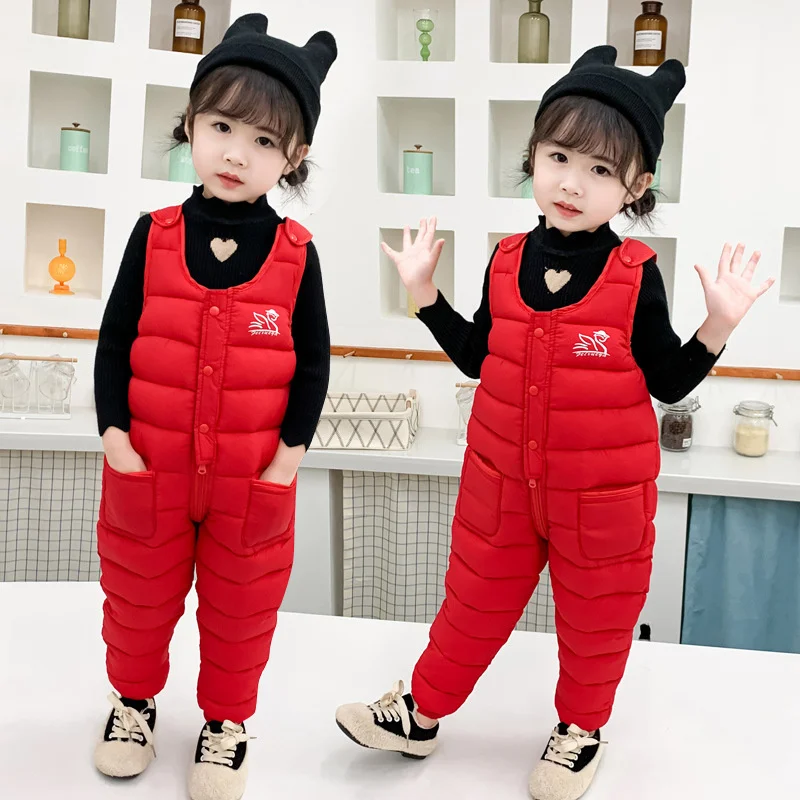 Kids Casual Rompers 2023 Girls Down Pants Children Winter Warm Down Pants Fashion Snow Trousers Boys Windproof Sweatpants