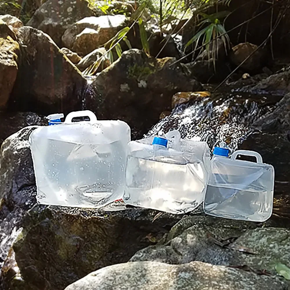 5-20L دلو قابل للطي مع صنبور سعة كبيرة حقيبة المياه المحمولة للتخييم في الهواء الطلق الطوارئ سيارة تخزين حقيبة زجاجات المياه
