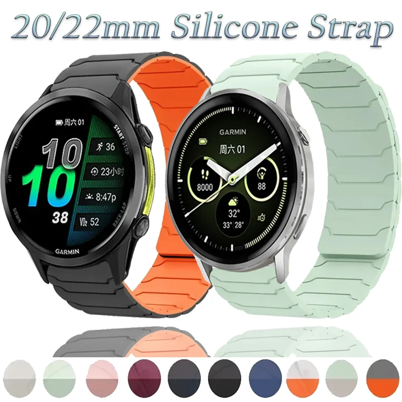 20/22mm Silicone Band For Garmin Forerunner 570 970 965 165 55 Magnetic Fashion Bracelet Garmin Venu 4/3 Vivoactive 6/Active 6 5