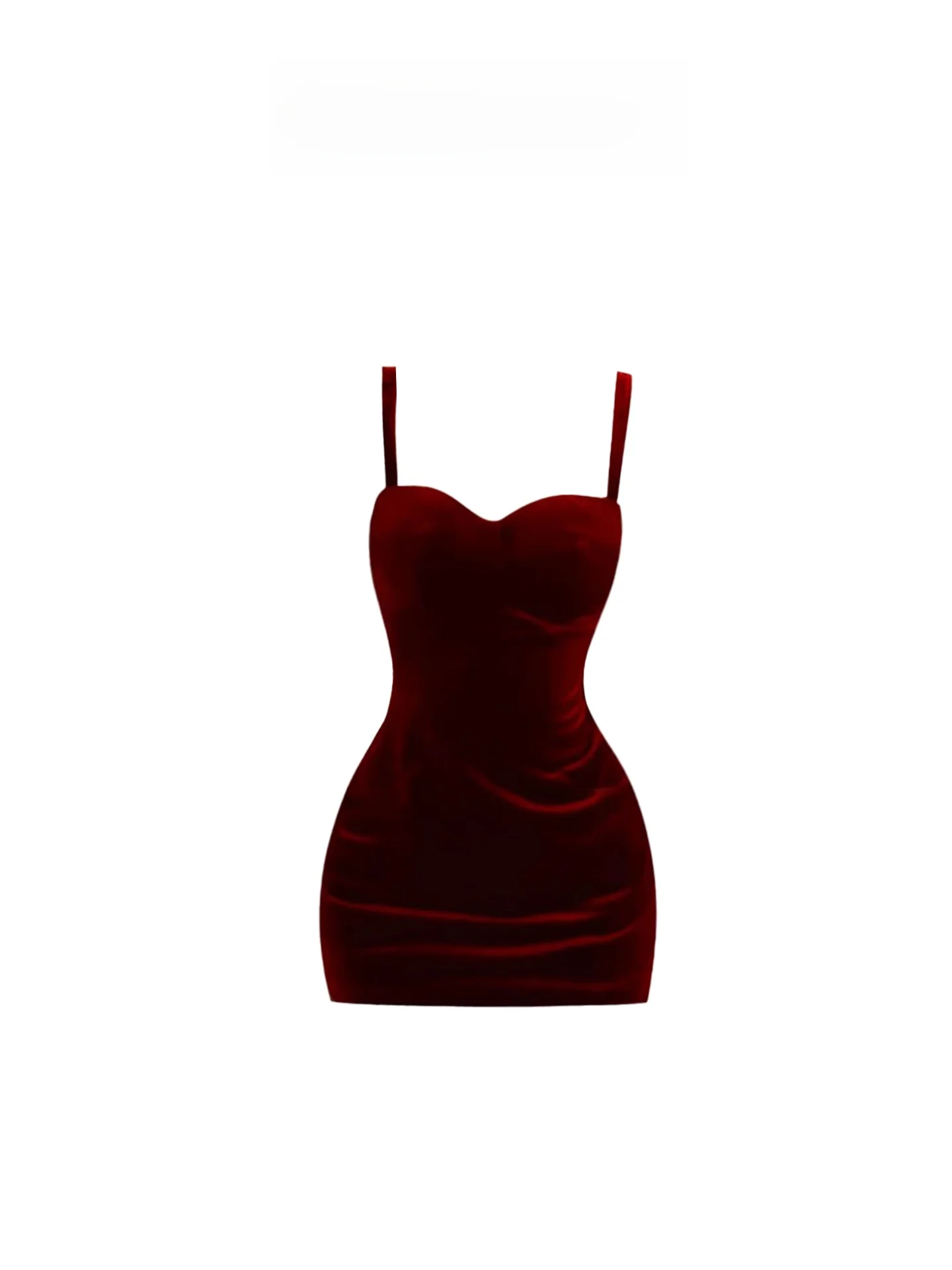 

Red Velvet Strapl Bodycon Dr Women's Autumn Winter Slimming ort Skirt French Sle No Brand Registered Trademark