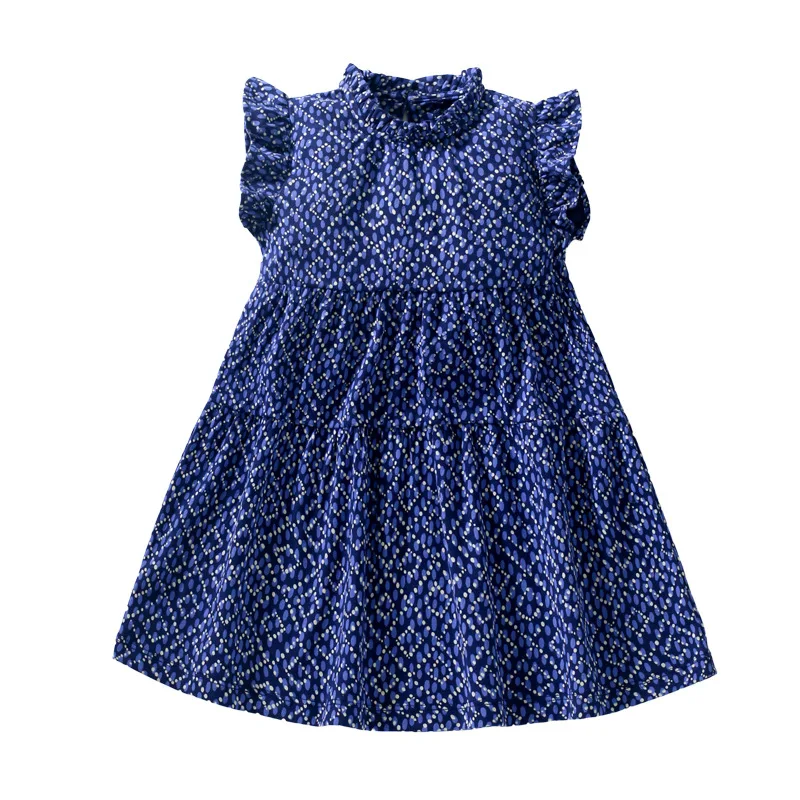 Little maven Girl Beach Dresses Summer Girl Blue Dresses for Kids Party Dress Children's Summer Dot Dress