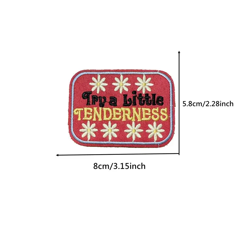 TRY A LITTLE TENDERNESS LETTER PATCHES IRON ONL RED BADGE FOR CLOTH DIY LADY GARMENT ACCESSORY Embroidered Patches Appliques