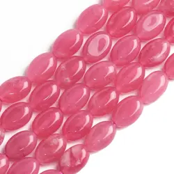 9x6mm Oval Shape Pink Chalcedony Jade Beads Natural Stone Loose Smooth Beads for Jewelry Making DIY Charms Bracelet Accessories