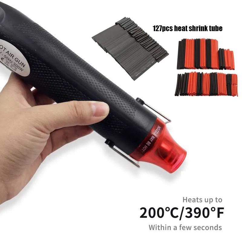 

DIY Hot Air Gun Electric Power Heater Tool 300W Hair Dryer Temperature Gun With Support Seat Shrink Plastic Tool EU US 110V 220V