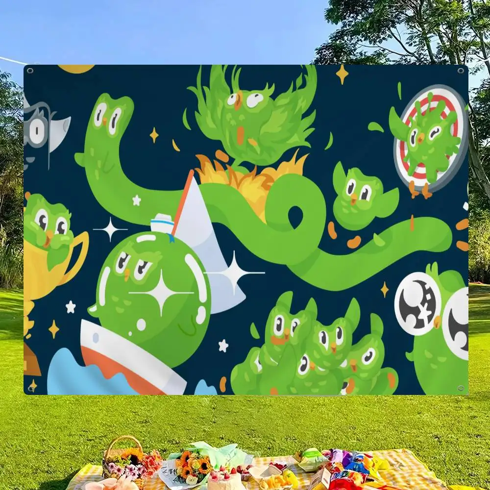 Funnyt D-Duolingo Small Size Cheerleading Banner Hand Pulled Flag Outdoor Atmosphere Flags