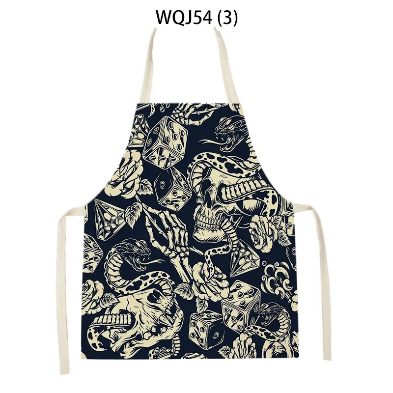 Abstract Character Avatar Skull Pattern Print Apron Woman Man Adult Child Bib Home Cooking Accessories Bakery Tabliers