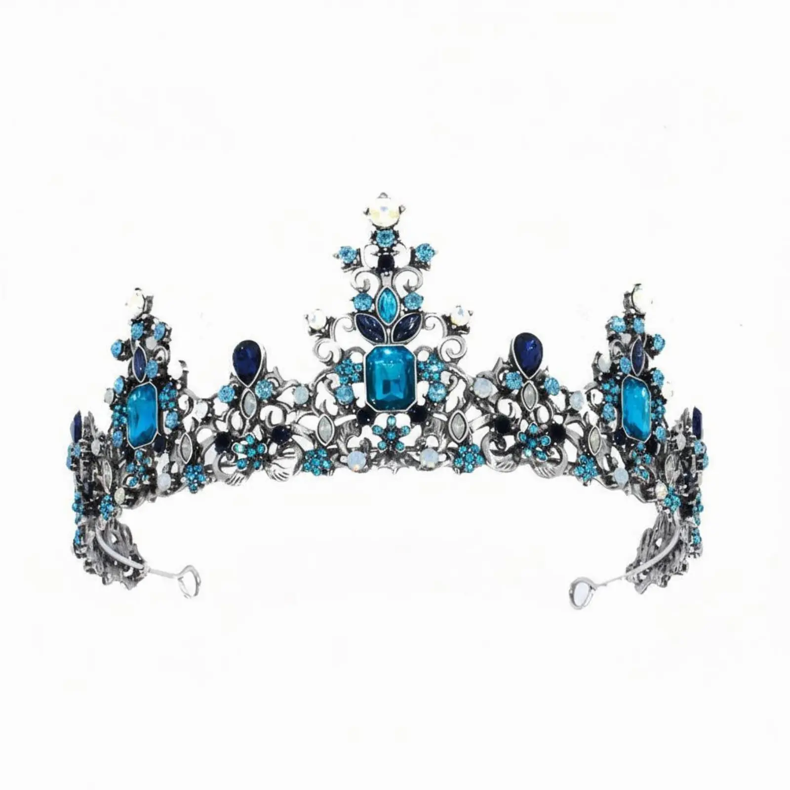 

Bridal Queen Crown Alloy Metal Frame Crystal-Like Stone Crown Colorful Ornamental Stone Headpiece Jeweled Crystal Bridal Tiara