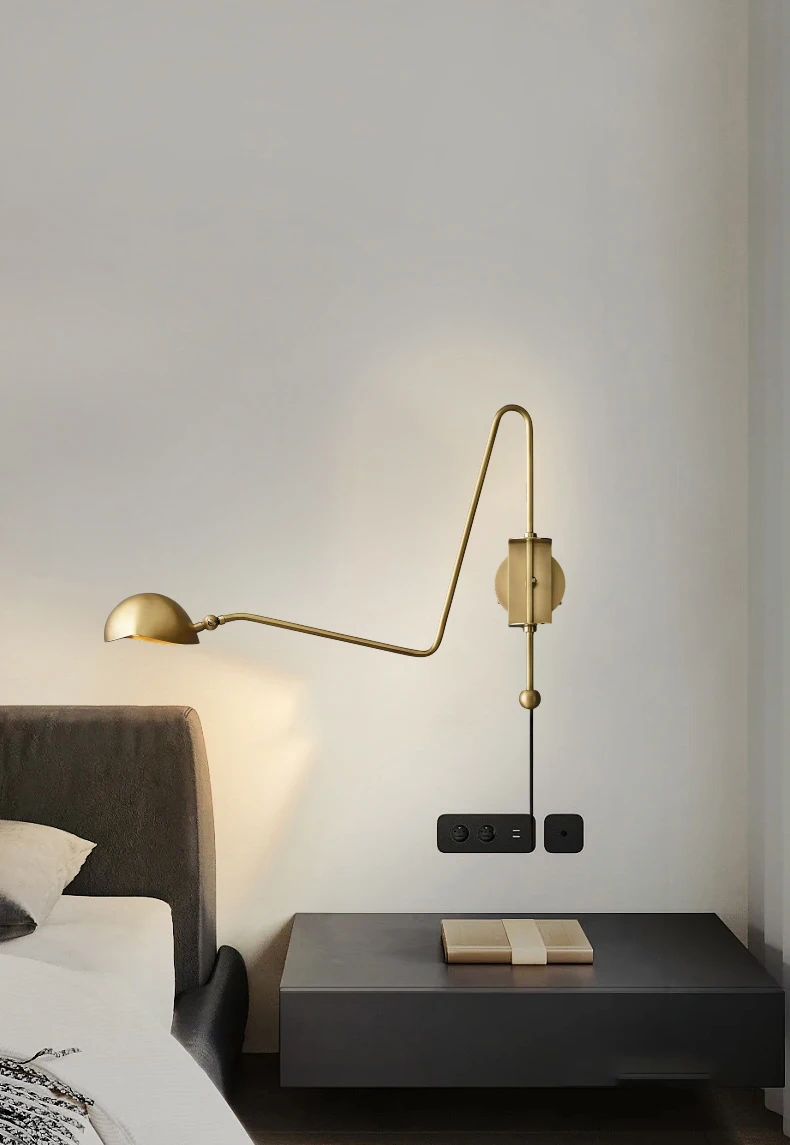 American Copper Wall Light Gold Black Plug Adapter