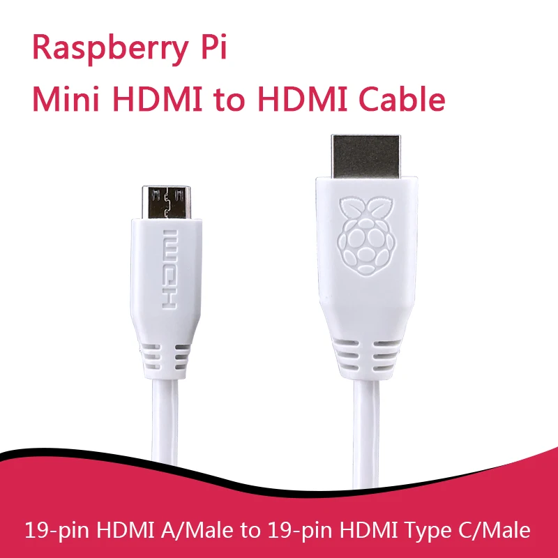 Raspberry Mini-Cable HDMI a HDMI estándar, Cable oficial de 1m para Raspberry Pi Zero / Zero W /Zero WH / Zero 2 W