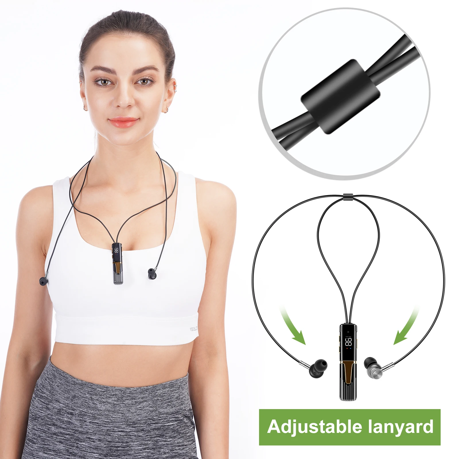 ALIAI Sports Wireless Bluetooth Headphones,Battery Level Display and Replaceable Battery Noise Reduction Earplugs