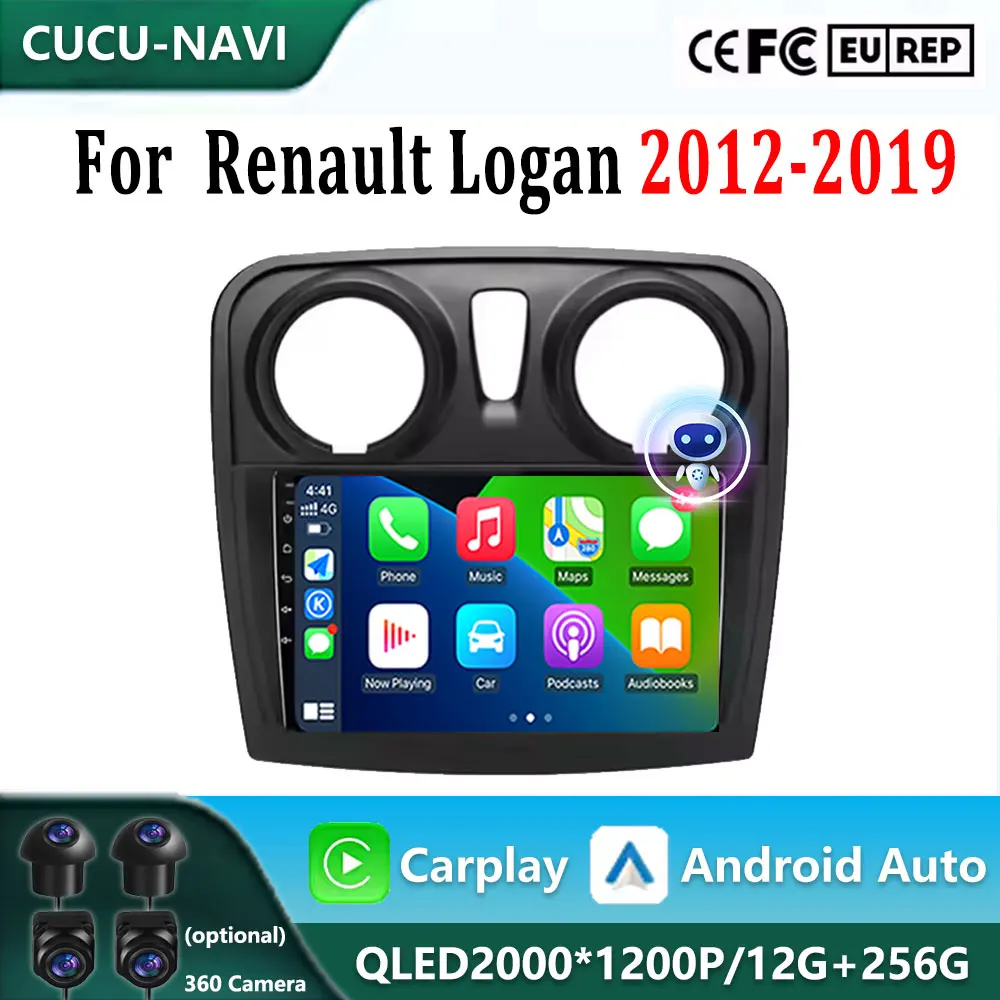 Android Auto para Renault Logan 2012-2019 Sandero 2014-2019 coche Android Auto navegación GPS Radio de coche reproductor de vídeo Multimedia