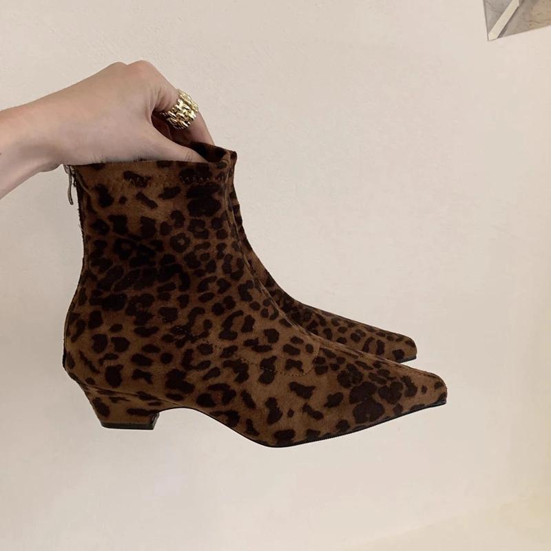 

SUOJIALUN 2025 New Brand Women Ankle Boots Fashion Square Low Heel Short Boots Shoes Pointed Toe Outdoor Dress Pumps Shoes