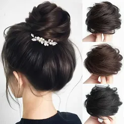 New High Temperature Synthetic Hair Bun With Elastic Rubber Band Brown Black Tousled Messy Hair Extensions Ponytail For Women