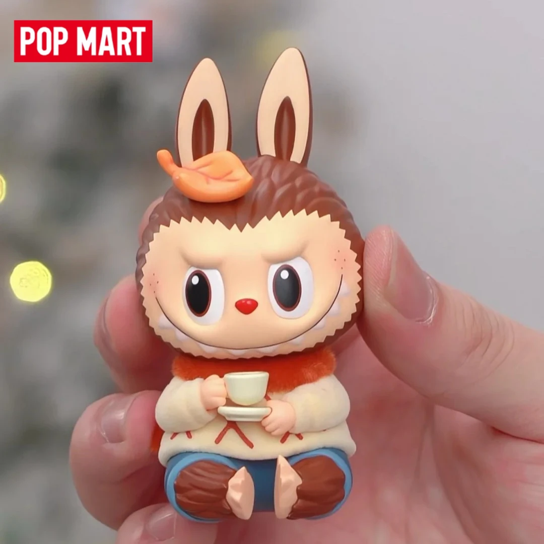 

Popmart Labubu Zimomo Warm Sweater Series Figurine Head Card Cute Labubu Figure Collection Desk Decorate Trend Toy Doll
