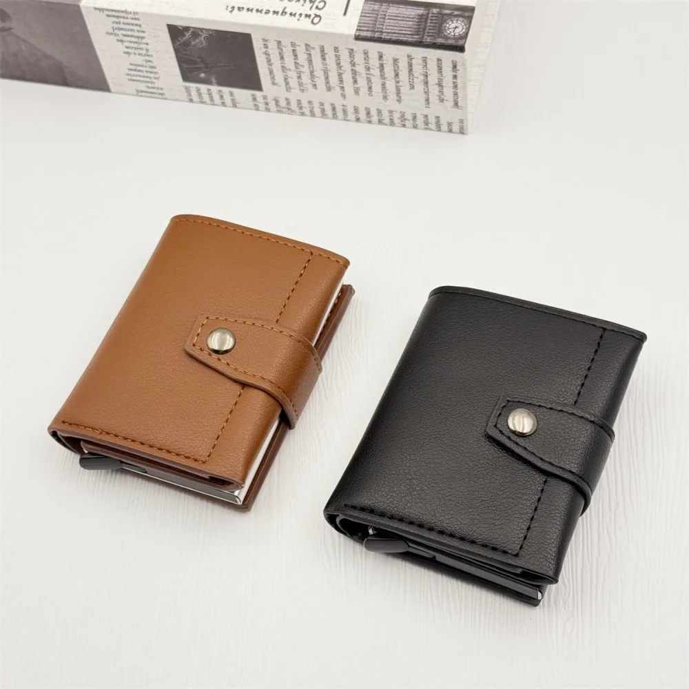 جديد أزياء الرجال المحفظة مكافحة سرقة تتفاعل حامل بطاقة الائتمان الرجعية متعددة الوظائف سليم حامل البطاقة التلقائي المنبثقة بطاقة محافظ