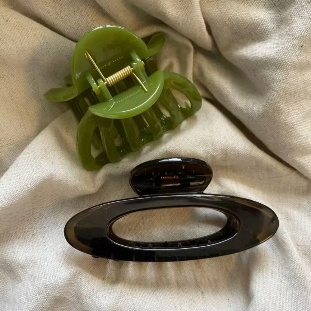 Vintage Plastic Hollow Pumpkin Hair Clip Geometric Styling Tools Ponytail Holder Ellipse Hair Claws Gift