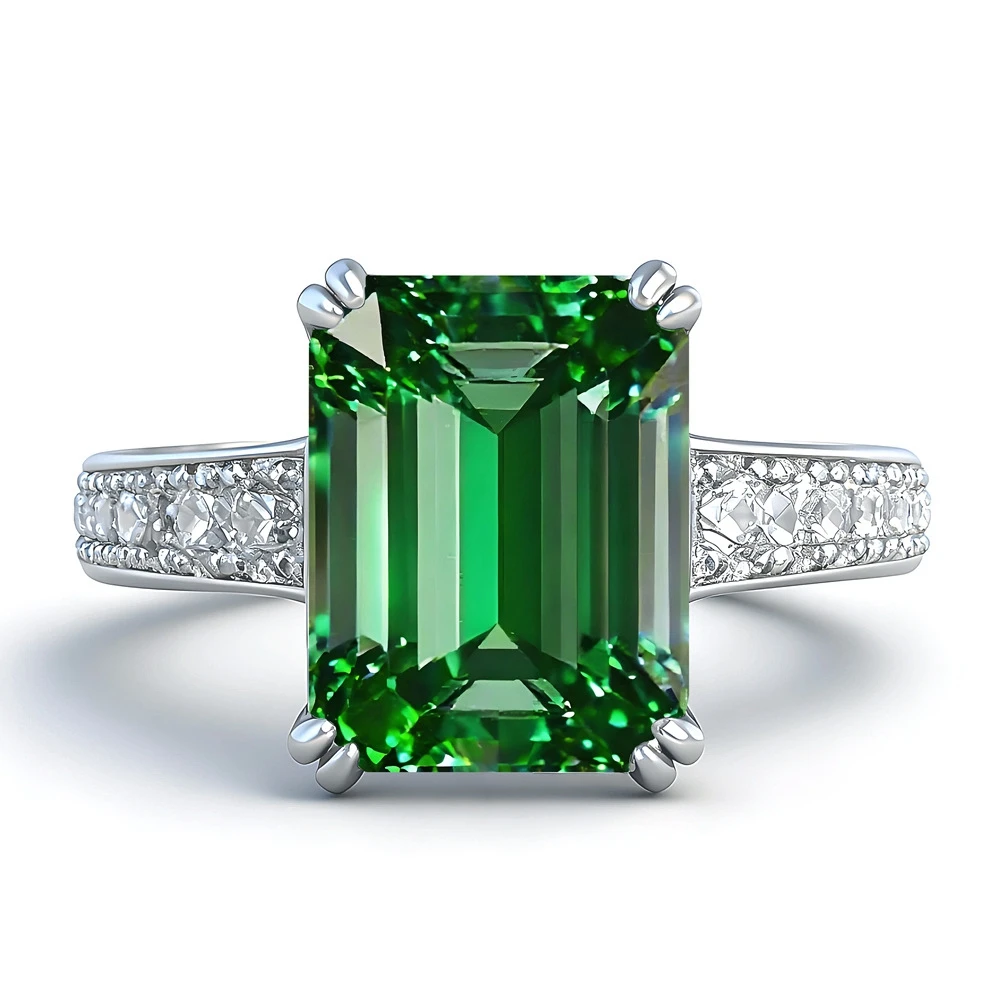 وونغ المطر الكلاسيكية 925 فضة 8*10 ملليمتر روبي الزمرد عالية الكربون الماس الأحجار الكريمة خواتم الخطبة للنساء غرامة مجوهرات هدية