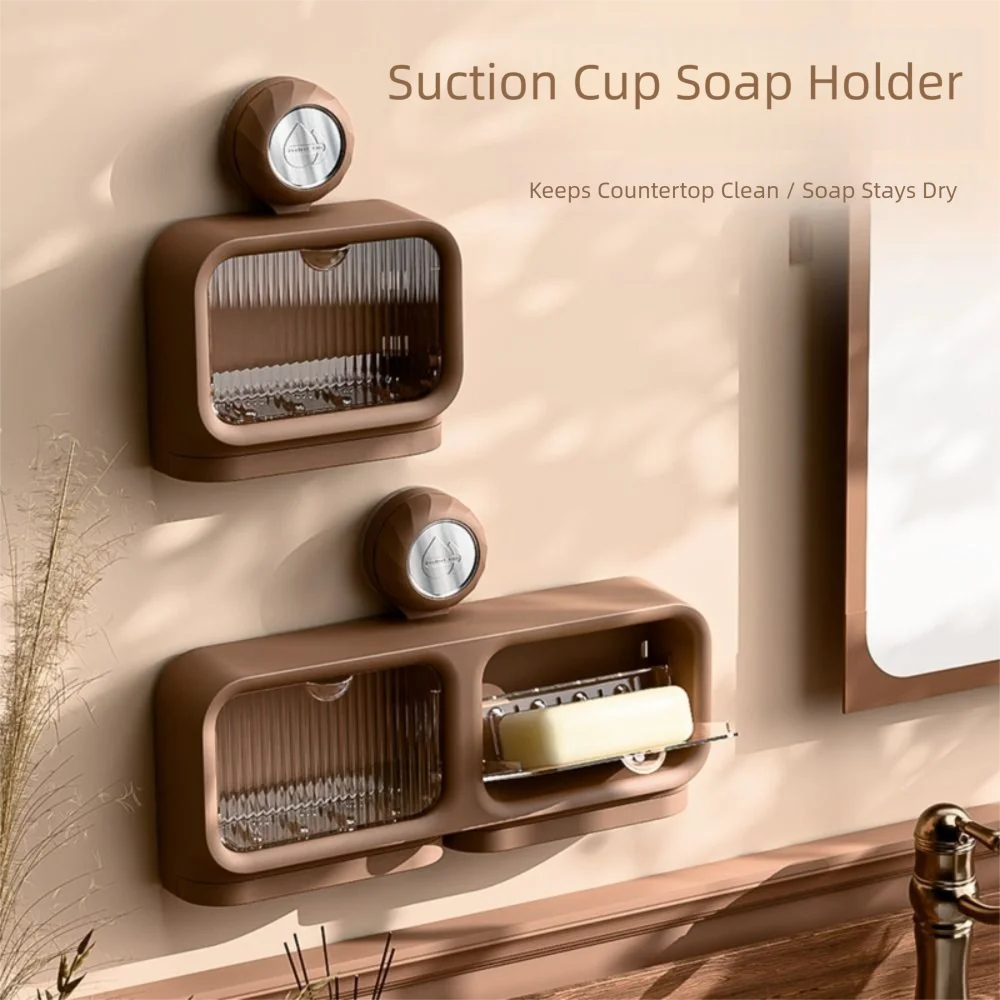 

Настенный съемный держатель для мыла на присоске с дренажем, пластиковый лоток для хранения мыла с отсеками (1/2 ячейки)