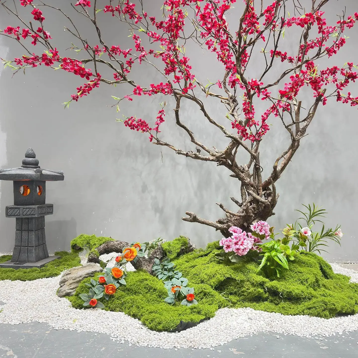 Simulation plum blossom tree Bionic red plum blossom Fake plum New Year's wish tree Shopping mall decoration Wall hanging window