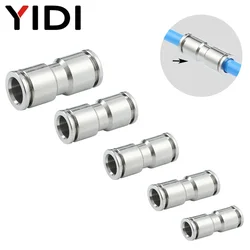 1/5/10pcs Metal Pneumatic Connection Air Tube Nickel Plated Brass Fitting Fittings Hose Connector PU 4mm 6mm 8mm 10mm 12mm Set
