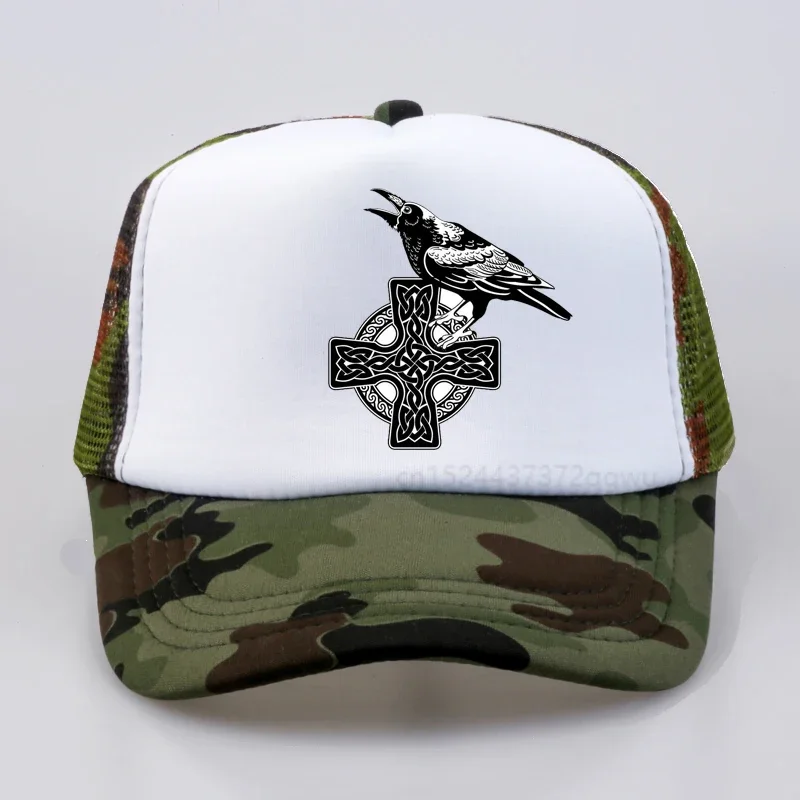 new Men Women Odins Raven Print Baseball Cap Fashion Unisex  Viking Knot Cross Dad hat summer mesh Breathable snapback hats