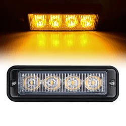 4 LED Amber Car Emergency Strobe Light Beacon Vehicle Truck Grille Hazard Warning Signal Lamp Police Caution Flashing lights
