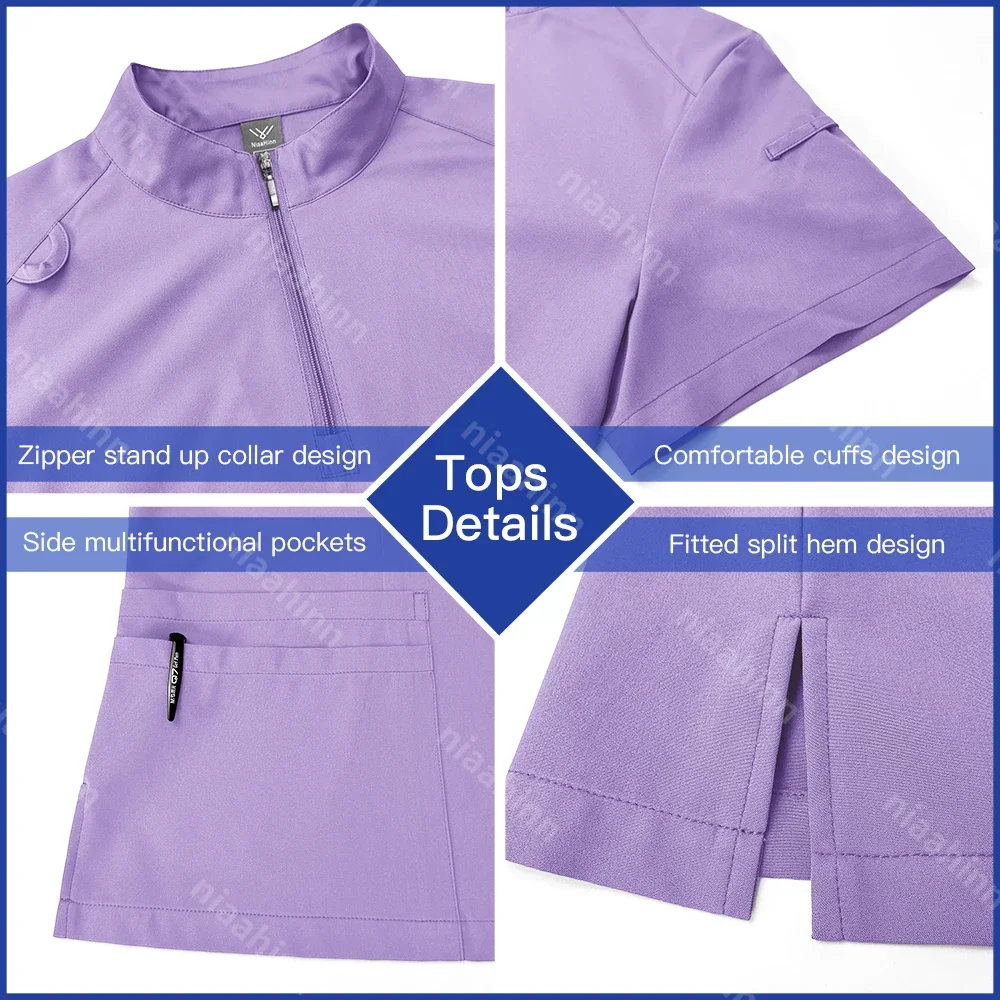 Pet Grooming Institution Medical Scrubs Suits Customized Logo Short Sleeved Doctor Uniforms Sets Dental Clinic Nurse Accessories