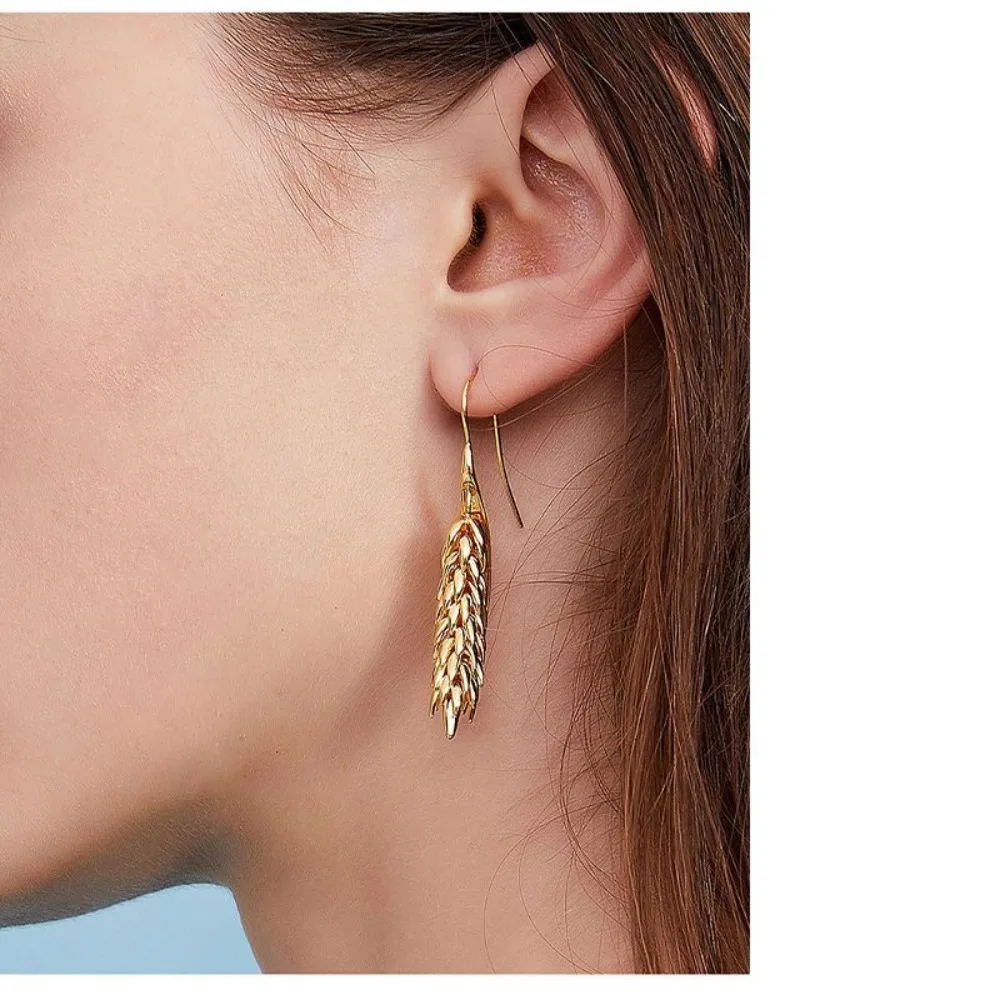 Fashion Wheat Ear Ear of Wheat Fashion Earrings Golden Copper Earrings of Wheat Ears Personal Statement Jewelry Women
